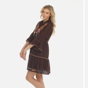 Nwots Johnny Was workshop floral embroidered 100% silk dress